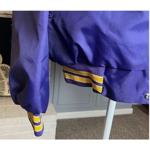 VTG Racing Jacket Be Fast or Be Last Purple Yellow Size Large Polyester Nylon - Picture 4 of 6